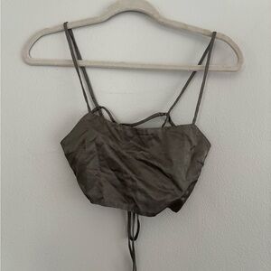 Zara Olive Green Satin Camisole Top
